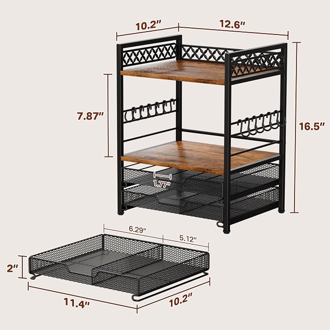 Plaviya Coffee Bar Station Organizer, 4 Tier K Cup Organizer Mug Holder - Image 3