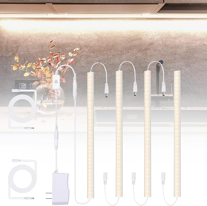 Under Cabinet LED Lights, Dimmable Under Cabinet Lighting, 4 Pack LED Lights by Jusjubr