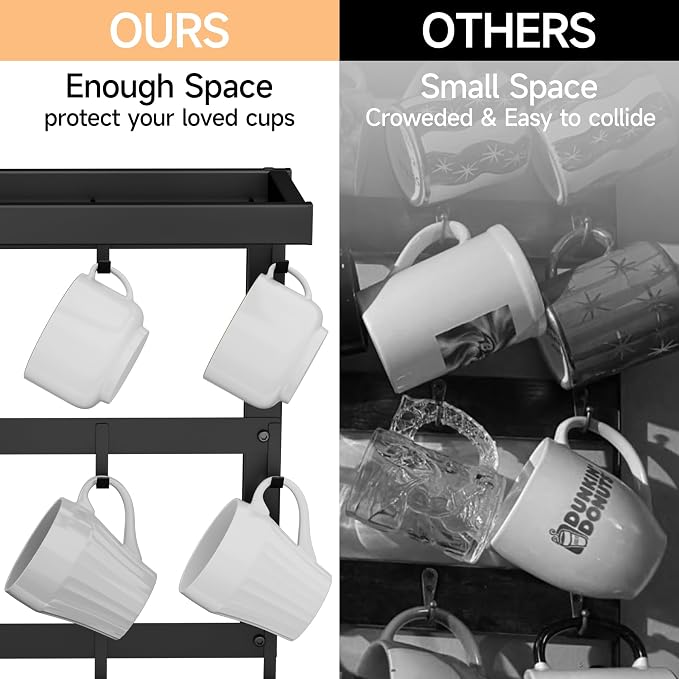 Coffee Mug Rack Wall Mounted, Rustic Metal Mug Holder Organizer - Image 5