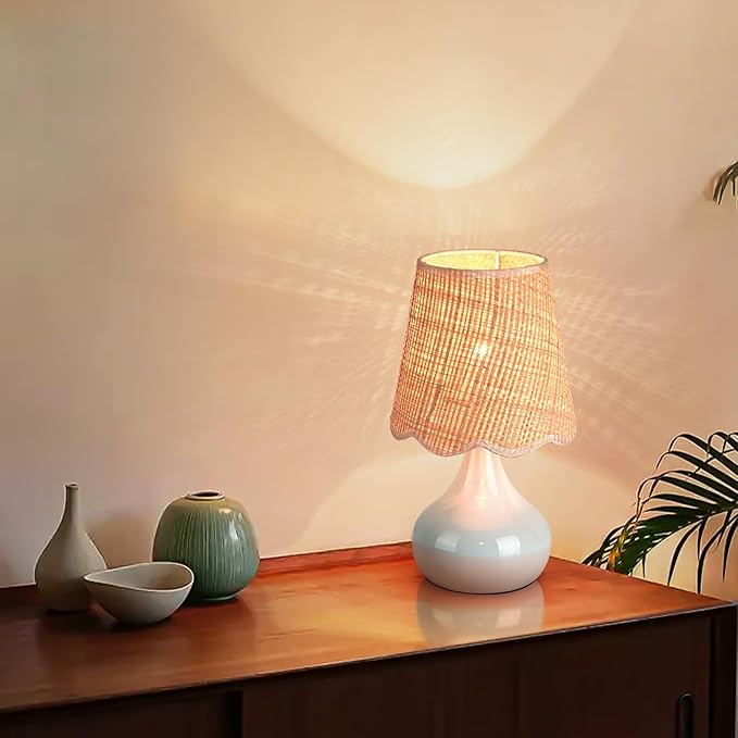 Light Blue Boho Small Table Lamp - Image 4