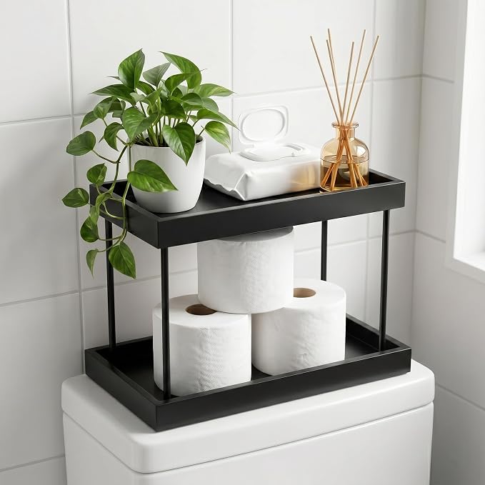 WOPITUES Bathroom Counter Organizer, 2 Tier Perfume Organizer, Wooden Bathroom - Image 7