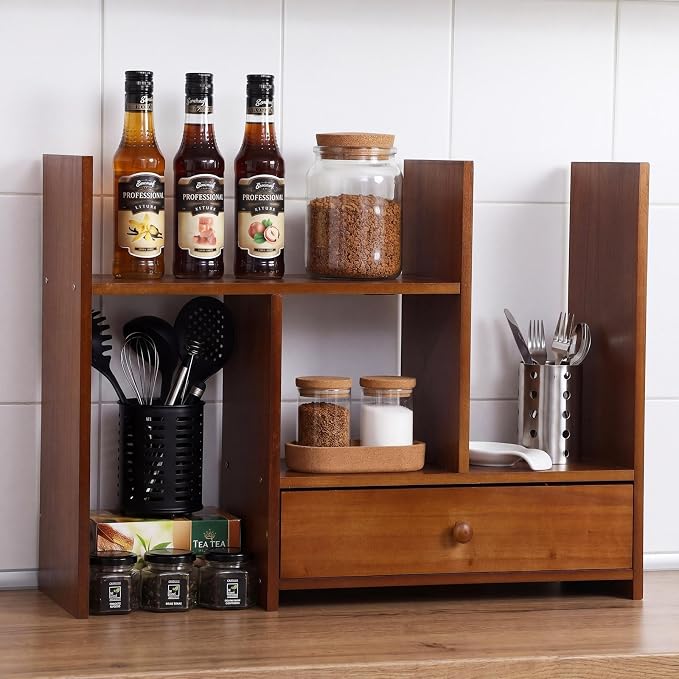 Nuanchu Kitchen Countertop Organizer Rack Cabinet Organizer Shelf Stackable by Nuanchu