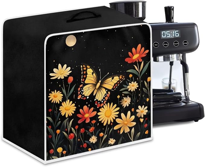 Butterfly Flowers Print Coffee Machine Cover by Kathyboom
