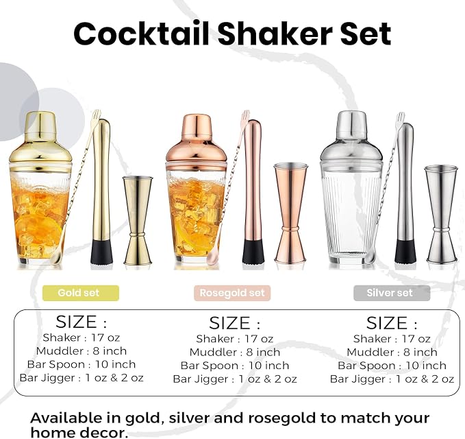 Silver Cocktail Shaker Set - Image 2