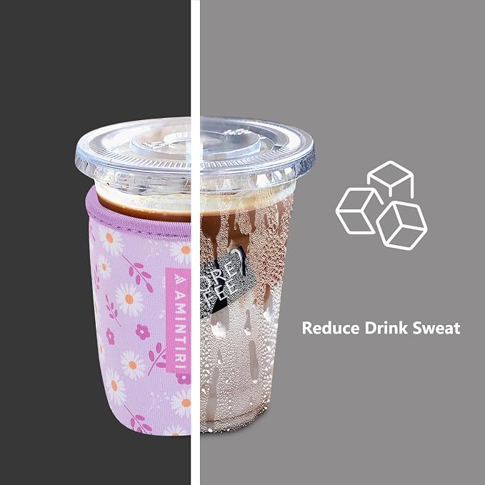 3 Pack Reusable Sleeve for Iced Coffee Cup, Coffee Neoprene Sleeve for Iced&Hot - Image 2