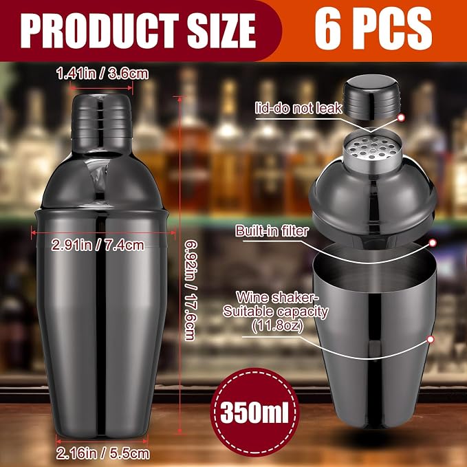 Nitial 6 Pcs Bar Cocktail Shaker Professional Stainless Steel Martini Drink - Image 2