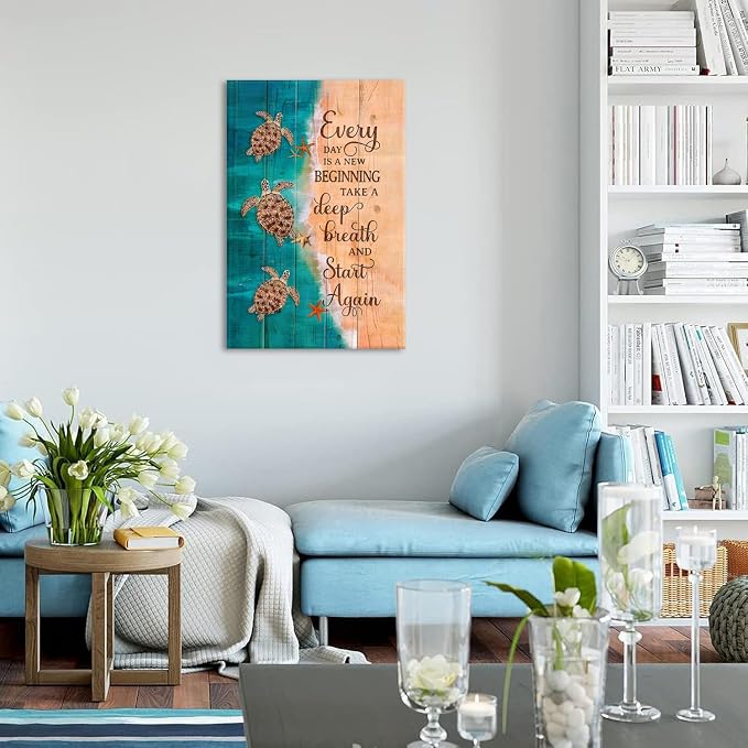 Sea Turtle Wall Art Farmhouse Bathroom Wall Decor Rustic Ocean Animal Theme - Image 5