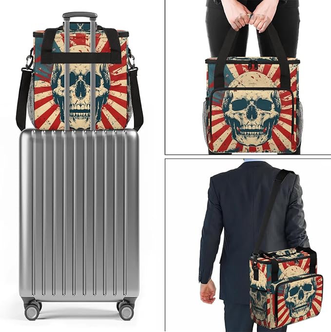 American Skull Coffee Maker Carring Bag, Large Insulated Storage Organizer Case - Image 7