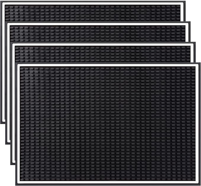 Tioncy 4 Pcs Bar Mat for Countertop 18 x 12 Inch Black by Tioncy