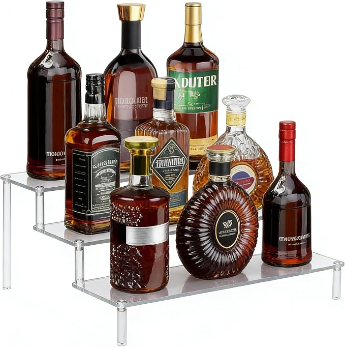 Acrylic 3-Tier Wine Rack Display Shelf, Liquor Bottle Holder and Bar by Unknown