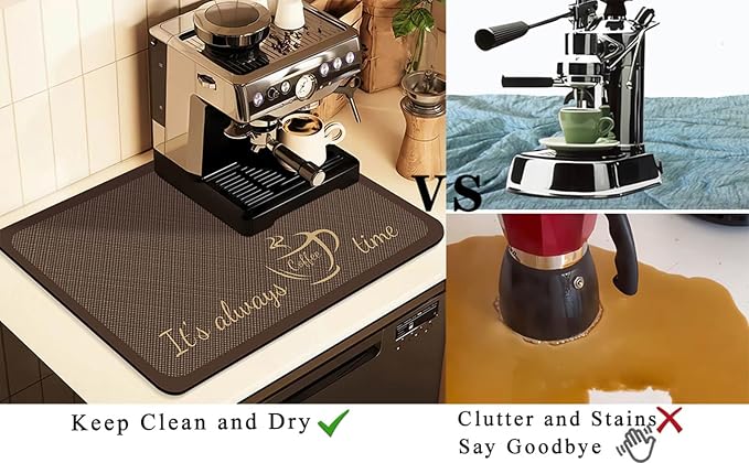 Coffee Mat for Countertops, Coffee Bar Accessories Fit Under Coffee Maker - Image 5
