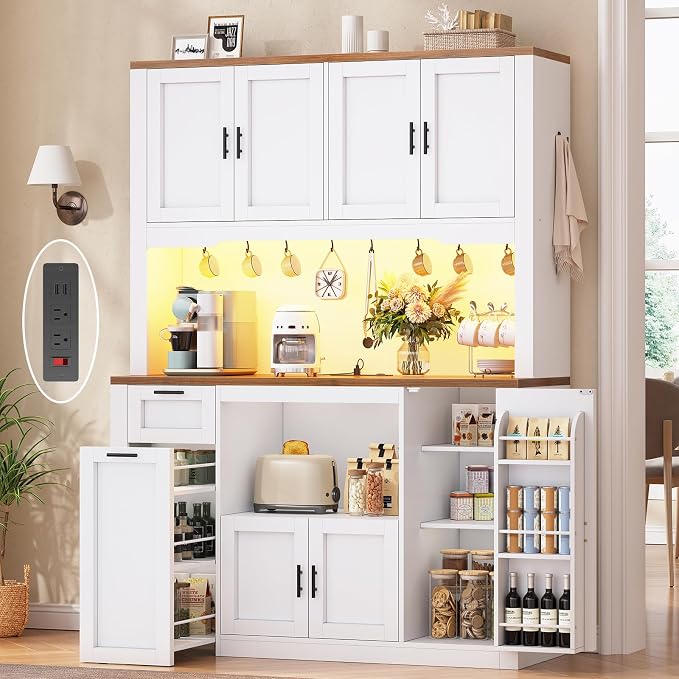 Itaar 71" Pantry Cabinet with Charging Station and LED Light, Kitchen Pantry by Itaar
