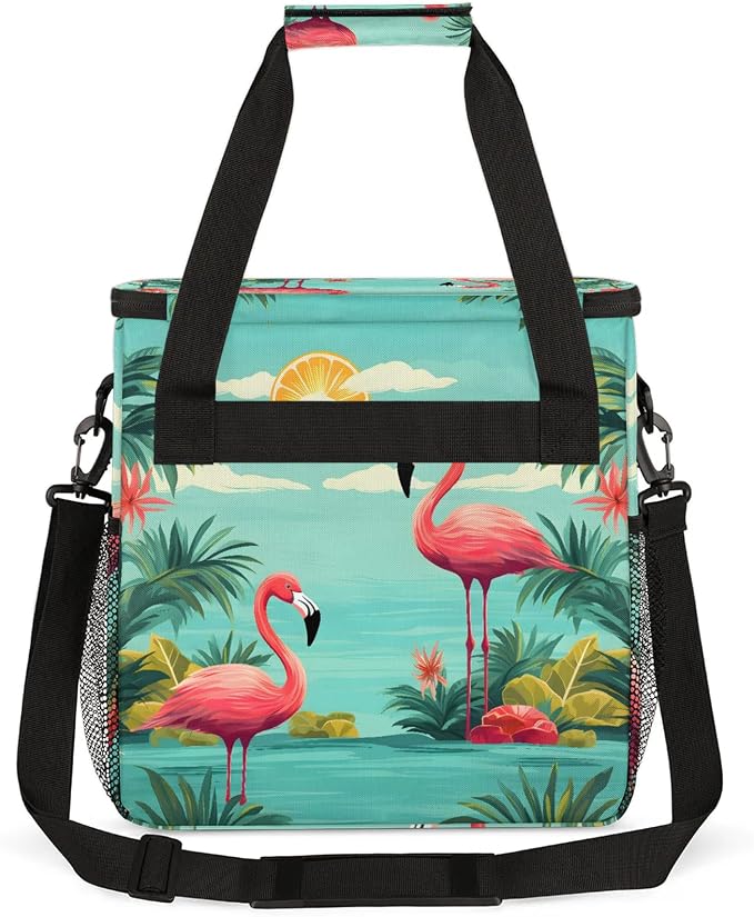 Tropical Flamingo Coffee Maker Carring Bag, Large Insulated Storage Organizer - Image 5