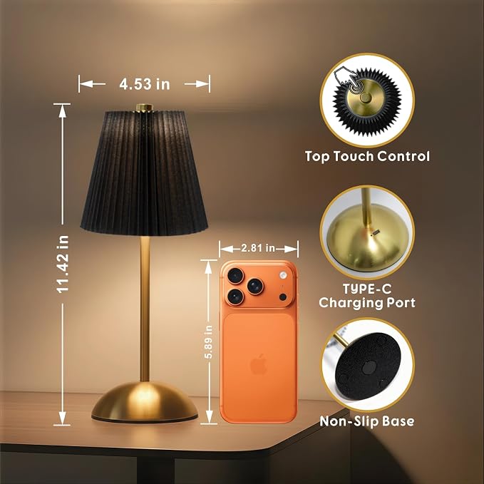 2-Pack Rechargeable Table Lamp, LED Small Cordless Lamp Sets, 3 Color - Image 3