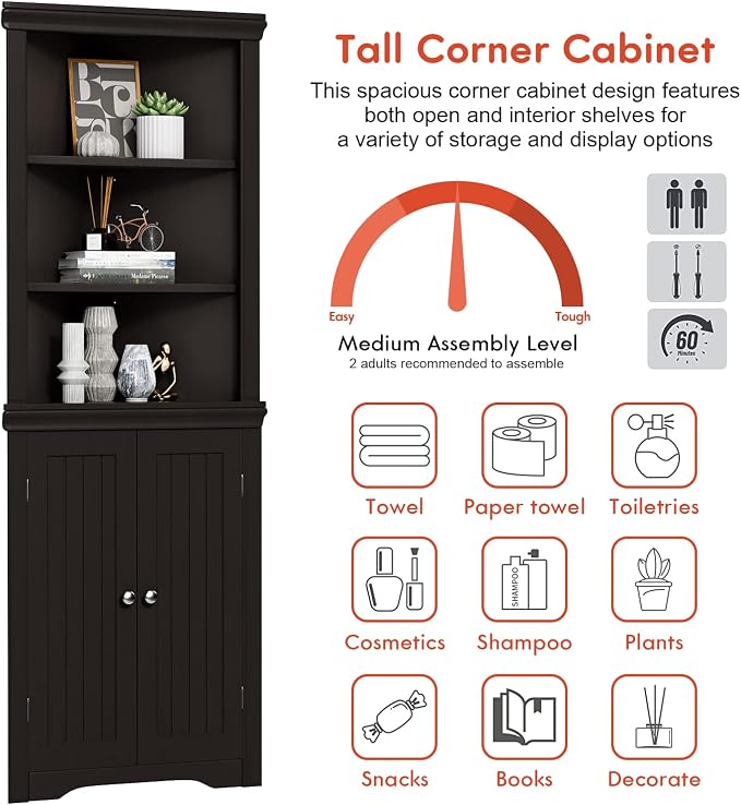 YESHOMY Corner Cabinet, Storage Cupboard - Image 4