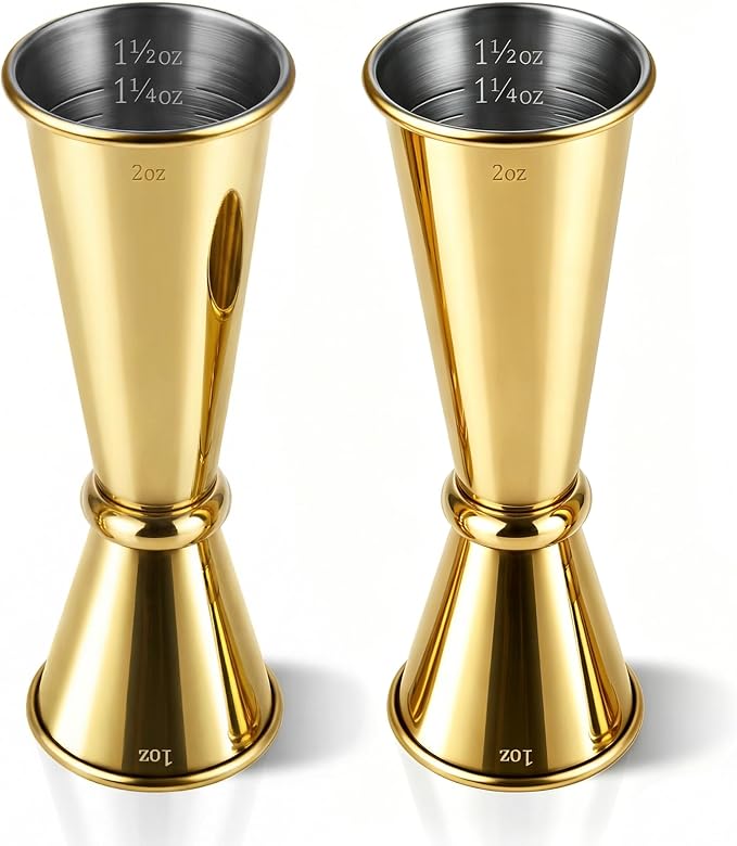 2-Pack Stainless Steel Cocktail Jiggers – Japanese Style Double Measuring Cups by Unknown