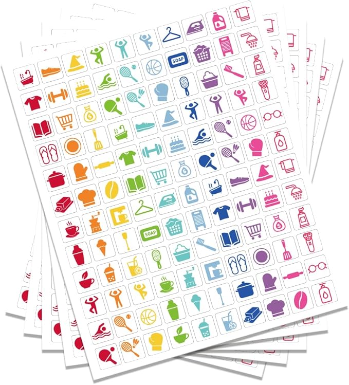 600 Pcs Mini Planner Stickers, Mini Icons Daily Stickers Multicolor Calendar by GOMAKERER