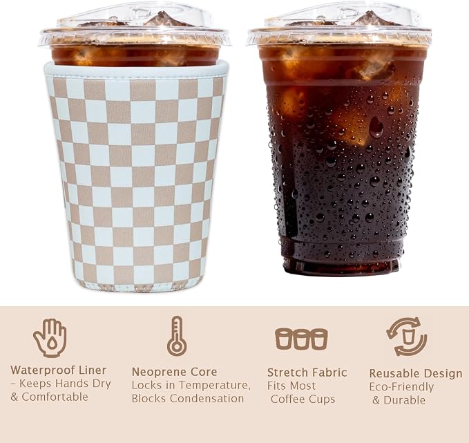 Reusable Insulated Sleeve for Iced Coffee Cup, Coffee Neoprene Sleeve for Cold - Image 6