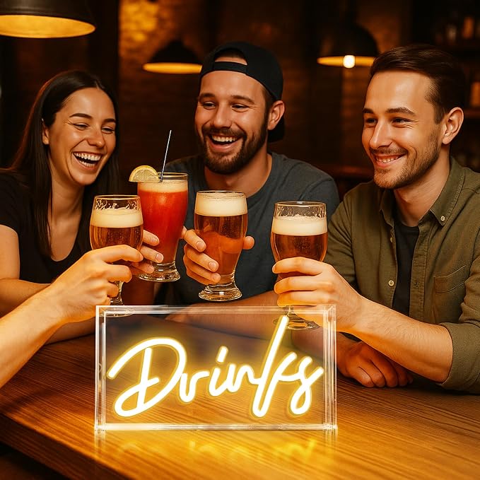 Drinks Neon Sign, Drinks Signs USB LED Desk Lightbox - Image 8