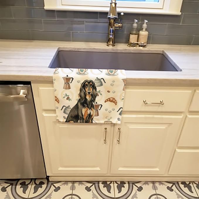 Caroline's Treasures Black & Tan Afghan Hound Coffee Bar Kitchen Towel Velour - Image 2