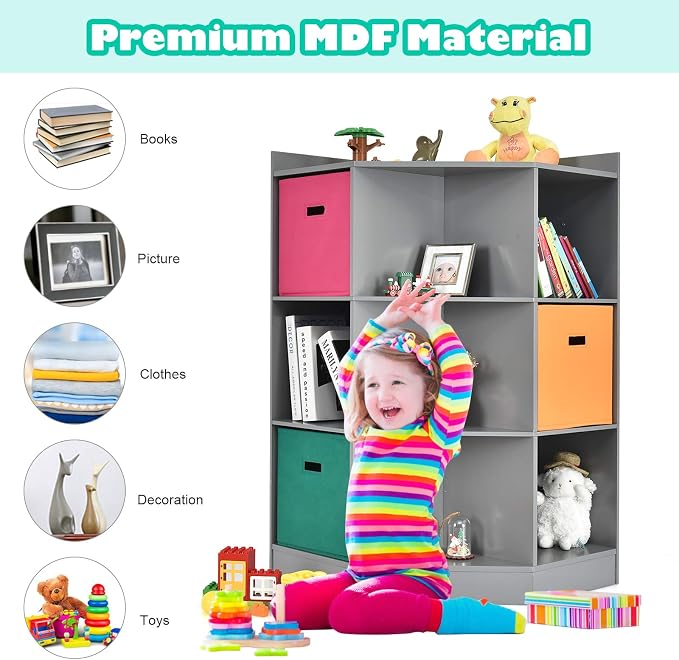 HONEY JOY Kids Toy Storage Organizer, 9-Cubby Toy Bin Organization Storage - Image 4