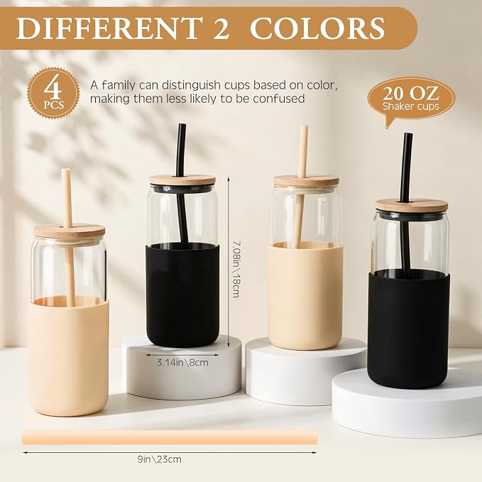 FillTouch 4 Pack 20 oz Glass Cups - Image 2