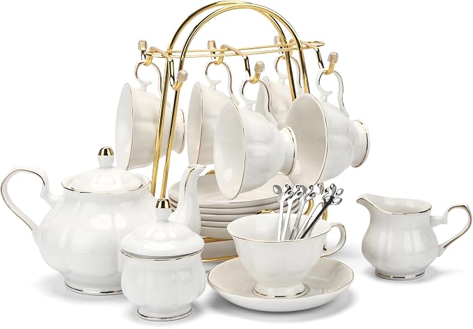 CHENP.HMC Tea Set 22-Piece Porcelain Ceramic Coffee Tea Gift Sets Cups Saucer by CHENPH