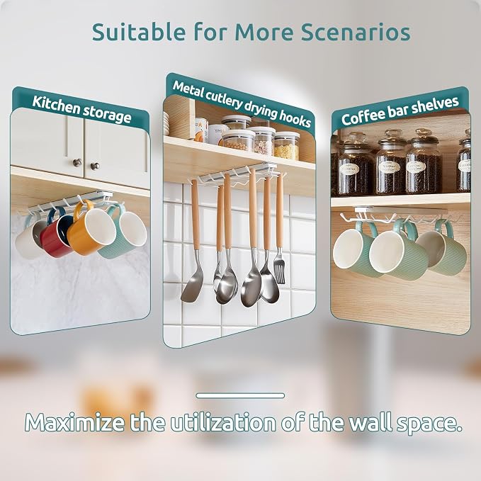 LiaMeE Sliding Mug Hooks Under Cabinet - Image 7