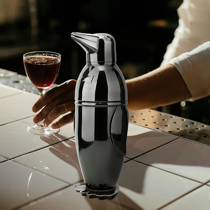 17oz Cocktail Shaker Black Penguin, Bartender Shakers - Image 8