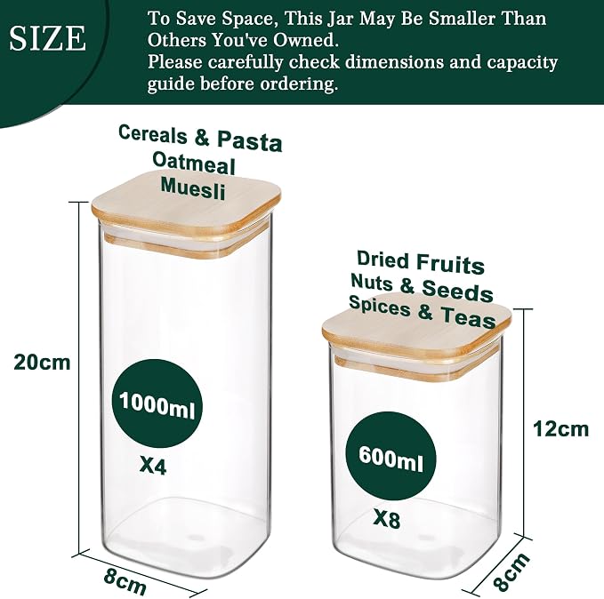LIBWYS 12-Pack Square Glass Storage Jars - Image 2