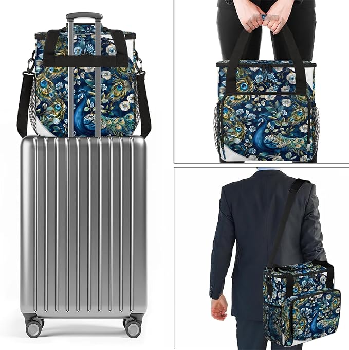 Animal Peacock Feaher Coffee Maker Carring Bag, Large Insulated Storage - Image 7