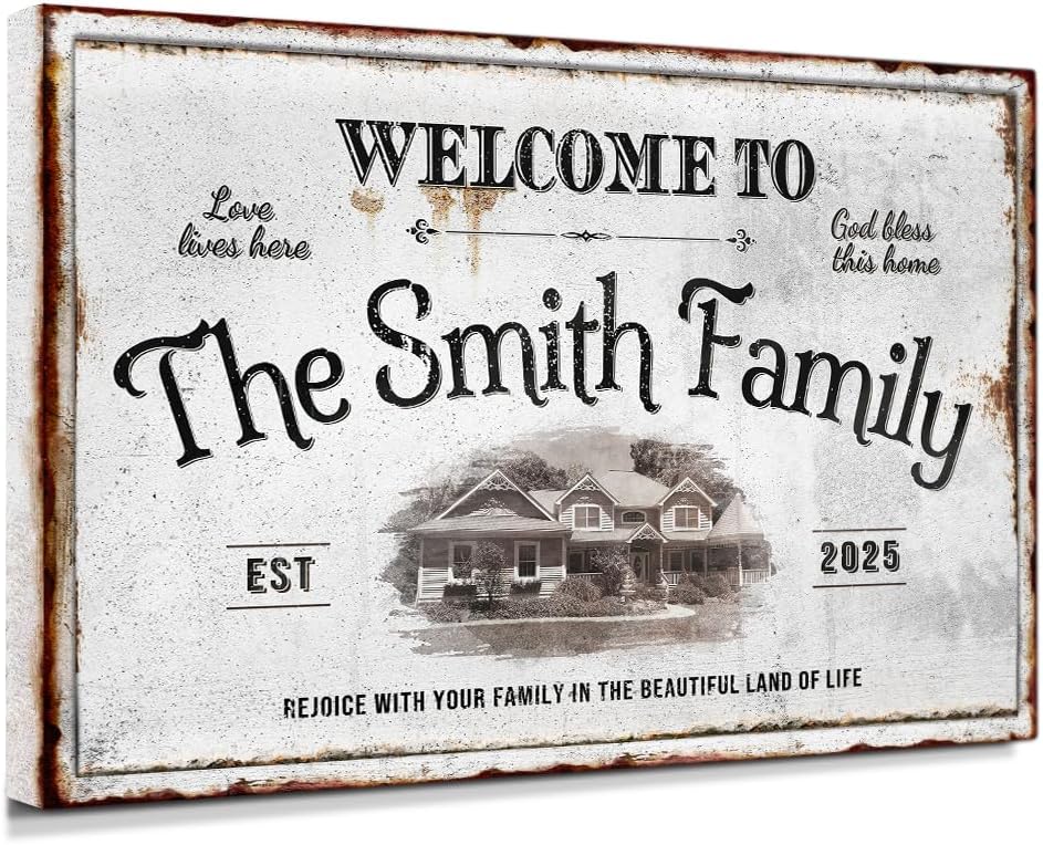 IPIC - Personalized Family Welcome Sign, Large Custom Wall Art by IPIC
