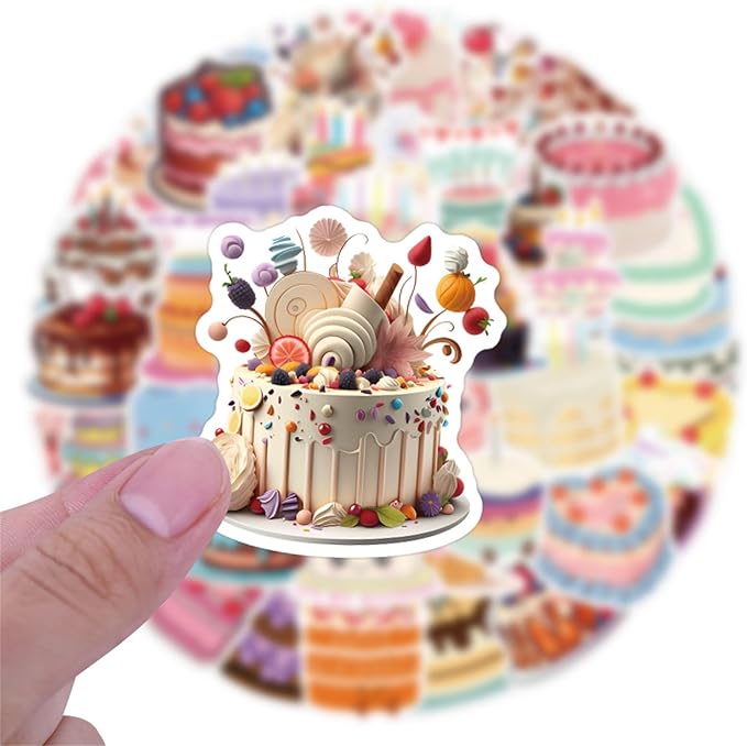 Birthday Cake Stickers 50Pcs Happy Birthday Cake Stickers - Image 2