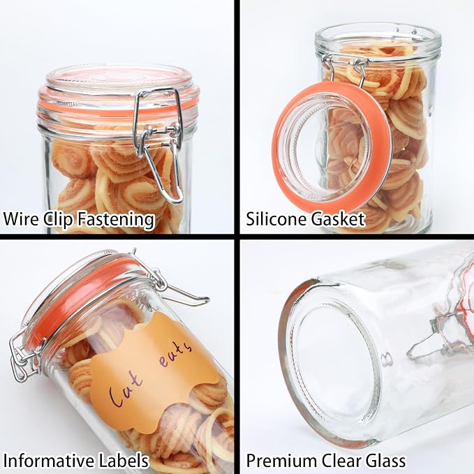 Flrolove 16 oz Glass Jars with Airtight Lid, Glass Storage Jars, Airtight Glass - Image 4