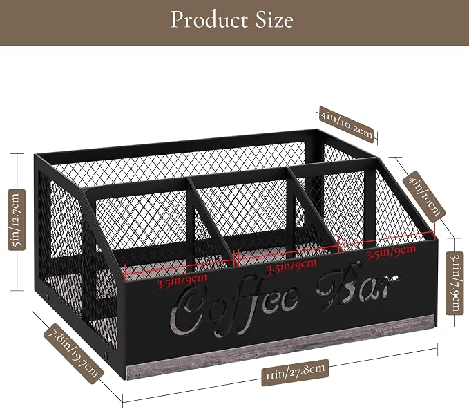 Coffee Bar Organizer for Countertop, Wooden Counter Station Organizer - Image 2