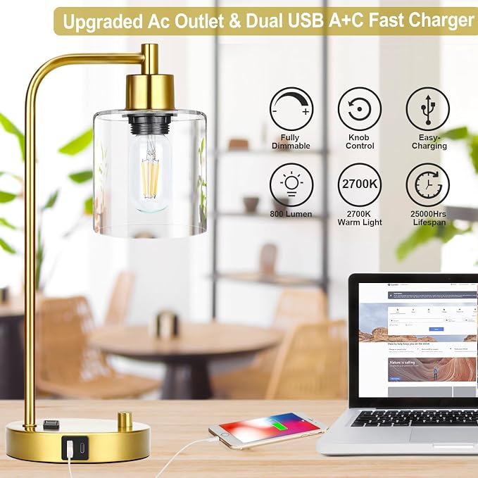 Gold Industrial Table Lamp - Image 4