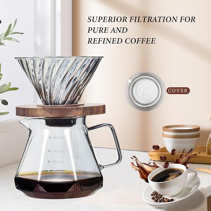 Upgrade Pour Over Coffee Maker - 20 OZ /600ML Borosilicate Glass Coffee Maker - Image 3