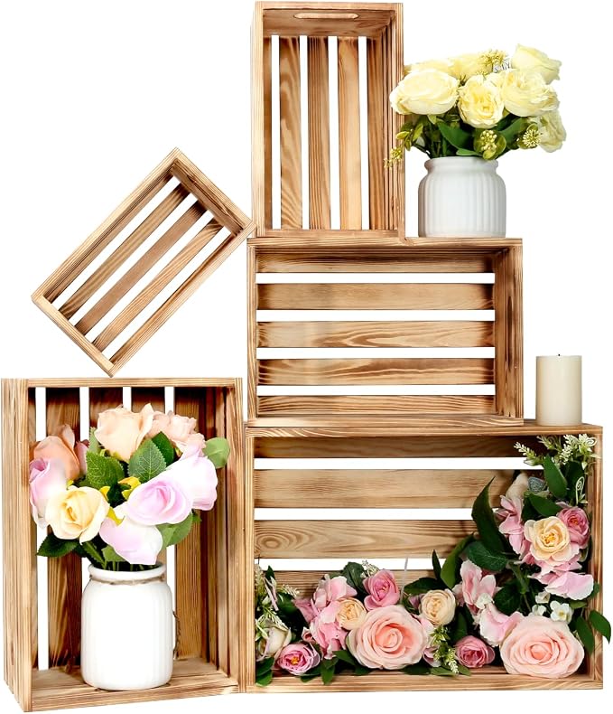 Wooden Crates for Display Large Rustic Nesting Wooden Basket by BOYMCOWBOYHOMEDECOR
