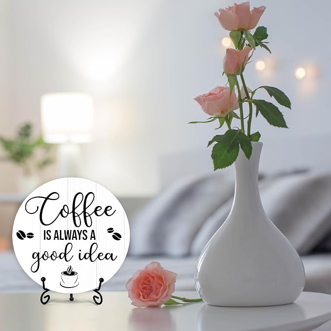 Coffee Is Always A Good Idea Wooden Round Decorative Sign, 6 Inches, Coffee - Image 5
