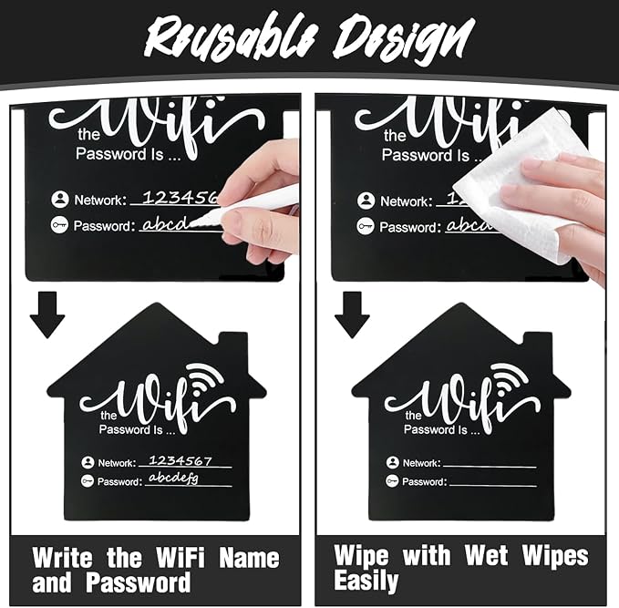 WiFi Password Sign Wooden WiFi Sign Wireless Network Sign Table Chalkboard - Image 4