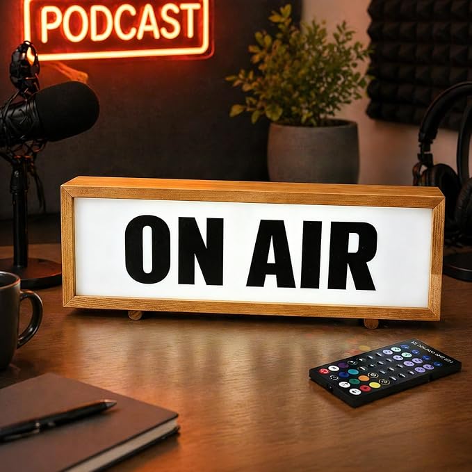 ON AIR Retro Wood Frame LED Light On Air Neon Sign by Unknown