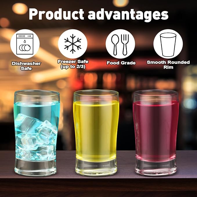 Bokon 36 Pcs Beer Glasses, Small Juice Cups Iced Tea Glasses Heavy Base - Image 3