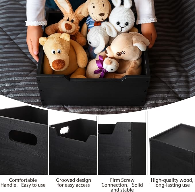 Colingmill 2 Pack Wooden Storage Box Bins Wood Crate - Image 3