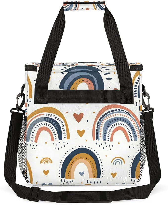 Boho Abstract Rainbow Coffee Maker Carring Bag, Large Insulated Storage - Image 5