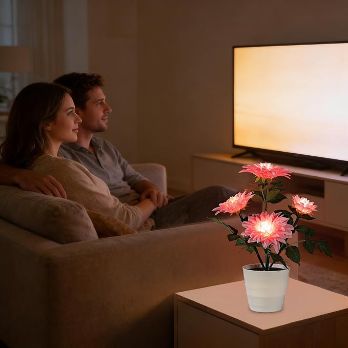 Artificial Pink Dahlia Flower Lamp Light - Image 4