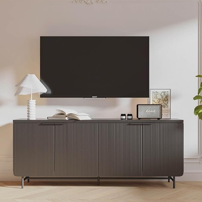 SAINTCY 68" Black Fluted Sideboard Cabinet, Buffet Cabinet - Image 8
