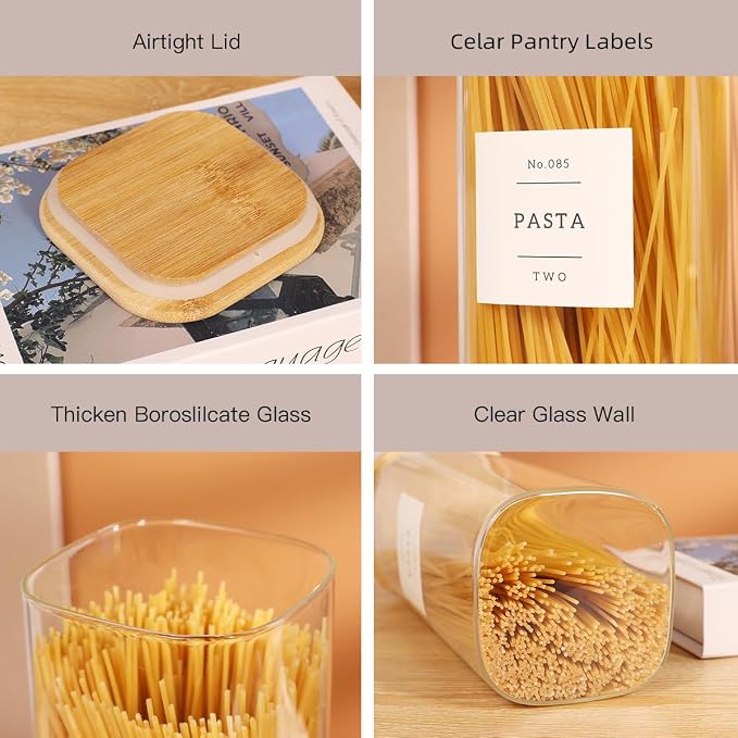 5 Pack Square Glass Pantry Storage Containers - Image 4