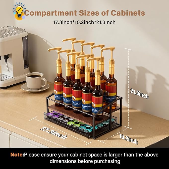 kimilus Coffee Syrup Rack Organizer, 3-Tier 10 Bottle Syrup Rack - Image 4