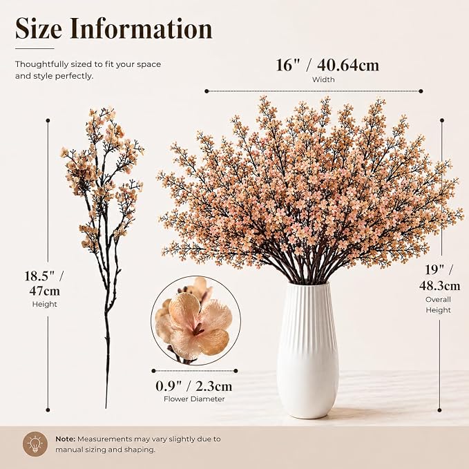 Mandy's 15 Bundles Artificial Light Brown Baby’s Breath Flowers | 18.5 Inch - Image 3