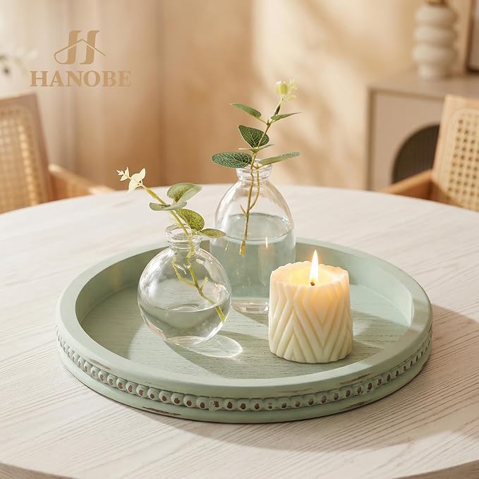 Hanobe Sage Green Tray Decor: Round Decorative Tray - Image 9
